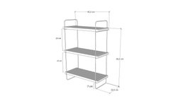 Hanah Home Estantería de Pared Nogal - Elegante y Moderna Estantería de Pared con 3 Niveles, Robusta Estructura Metálica, Dimensiones 40x66x20 cm, Tablero Melamina